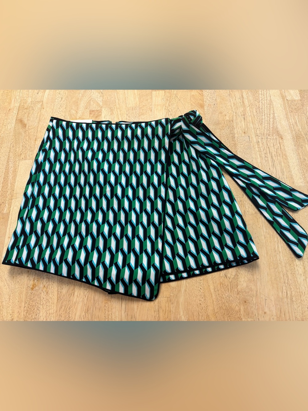 Diane Von Furstenberg for Target Geometric Green Black White Wrap Skort